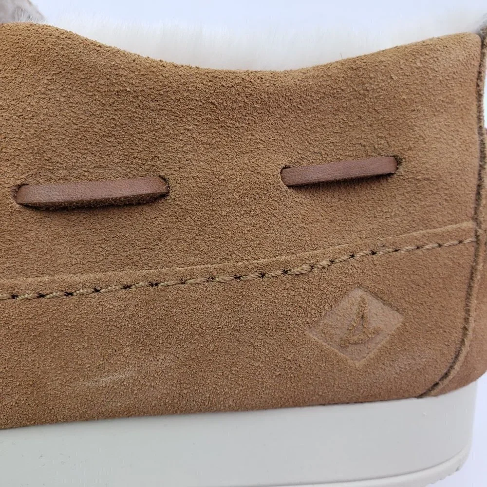 NEW Sperry Moc Sider WR Mens Size 9 Tan Suede Comfort Lined Shoes STS23726